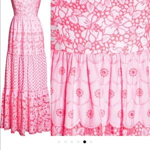 Lilly Pulitzer Pink Floral Lace Maxi Dress